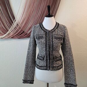 Sans Souci Beaded Tweed Blazer Sz L